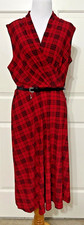 NWT Tommy Hilfiger size 12 red black plaid sleeveless fit and flare dress $129