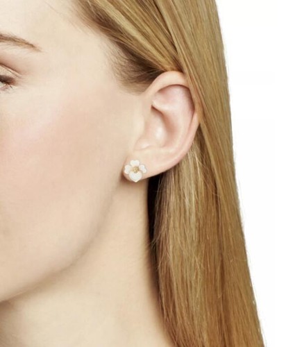 NWT Kate Spade Precious Pansy Pearl Flower Stud Earrings $58 Gold - Picture 6 of 6