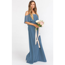 Show Me Your Mumu Caitlin Ruffle Maxi Dress Chiffon Blue Womens Size XXS NWT