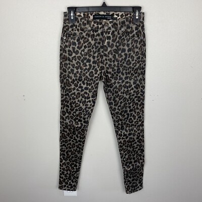Veronica Beard Jeans Brooke Skinny Coated Leopard Size 24/00 Mid Rise Skinny 