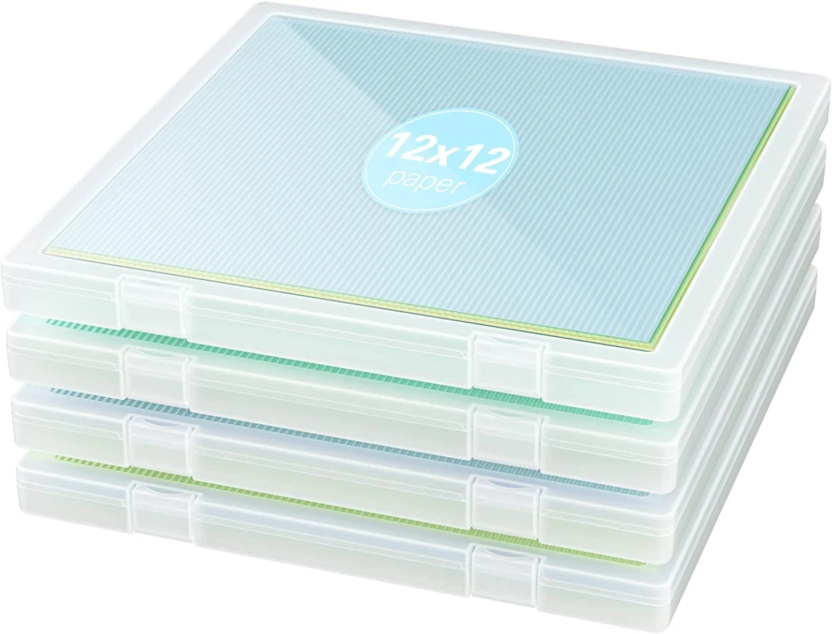 12 X 12 Paper Storage, 4 Pack Scrapbook Storage Box for 12 X 12