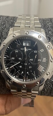 Raymond Weil Tango Chronograph Steel Black Dial Quartz Mens Watch 4899-ST-00208