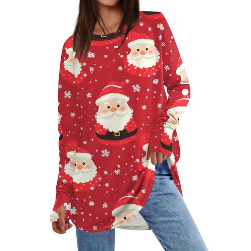 Womens Oversized Sweatshirt Graphic Sweater Long Sleeve Drop Shoulder Round - Picture 4 of 36