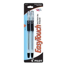 Pilot EasyTouch Ball Pen Medium Point 1.0mm Grip 2/Pk Black Office School Home