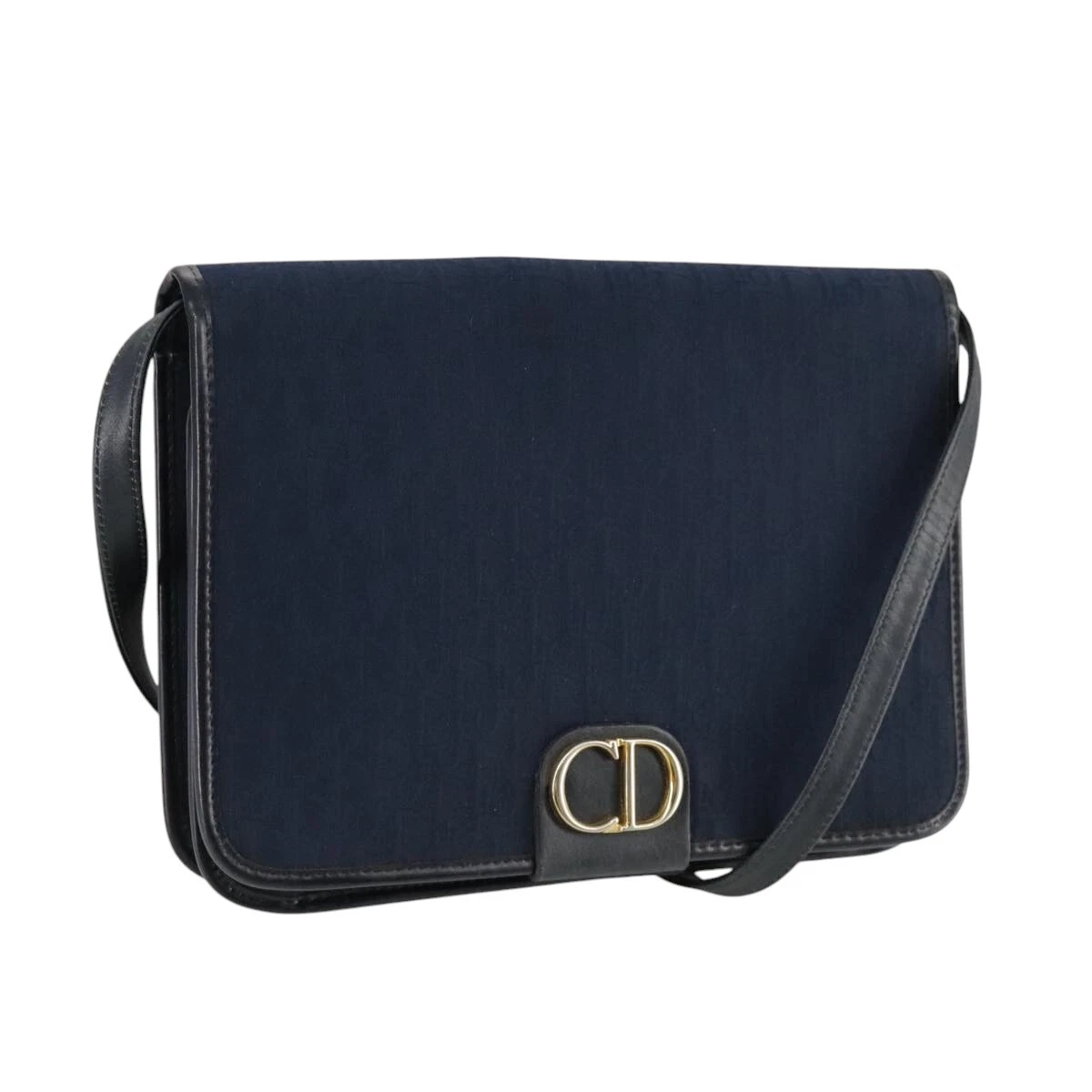 Sac bandoulière Christian Dior trotteur toile marine or authentique 109072