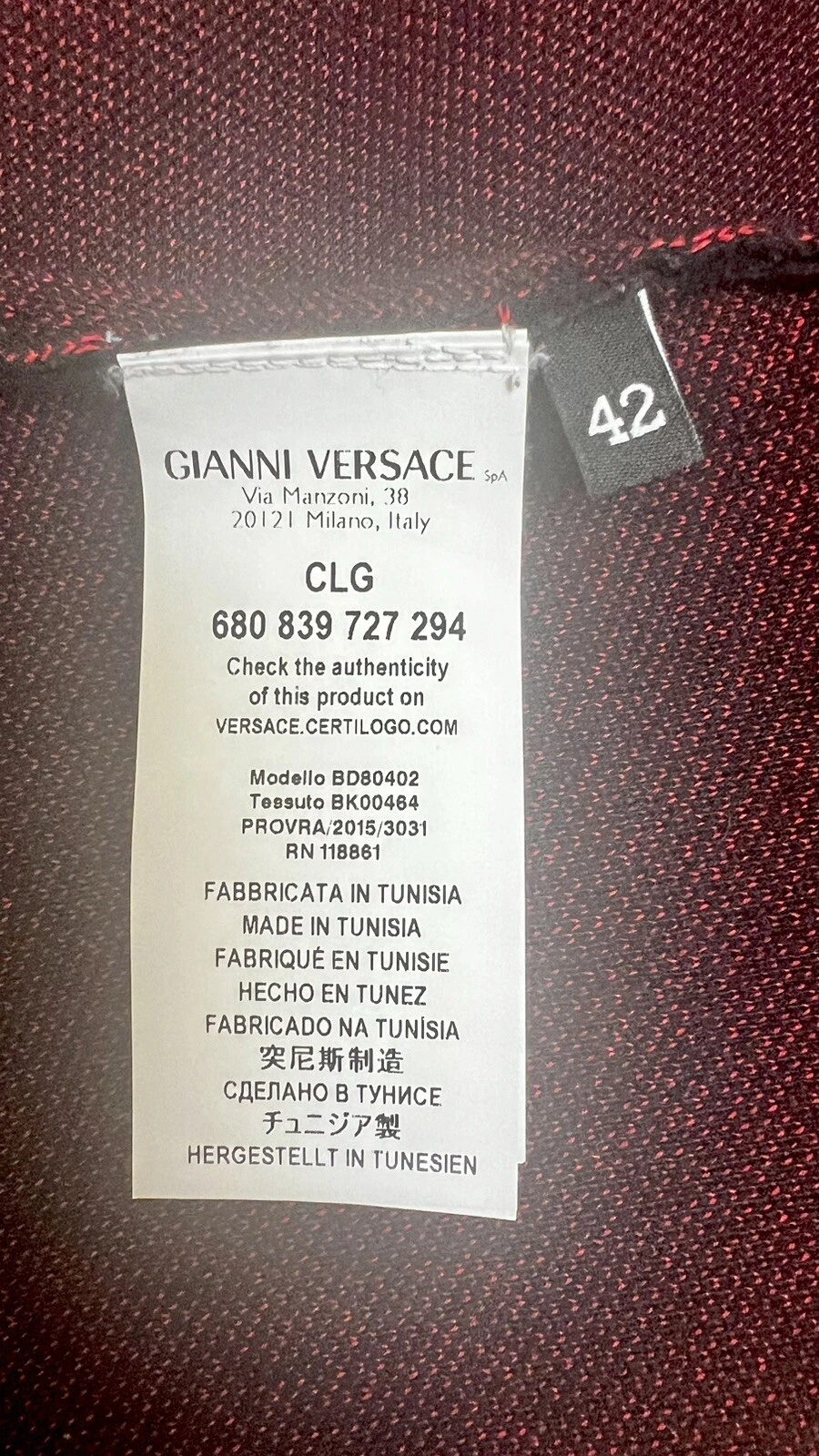 Mini abito body Versace Versus monospalla nero e rosso. Taglia IT 42 UK 10