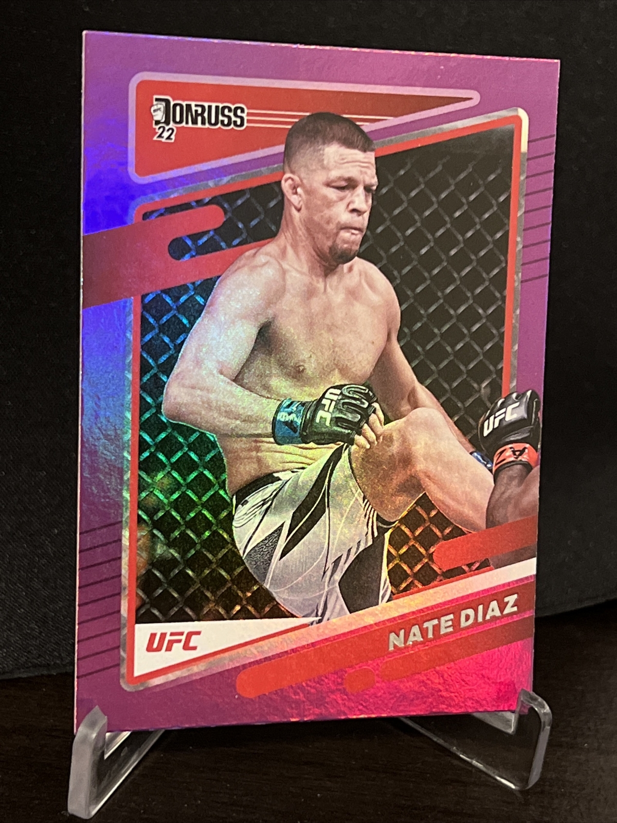 Nate Diaz 2022 Donruss UFC Purple Flood SP Parallel