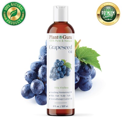 Grapeseed Oil 8 oz. Cold Pressed 100% Pure Natural For Skin, Face, Hair, Massage