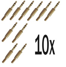 10 x 6.3mm jack plug stereo - headphone plug. for soldering - gold plated