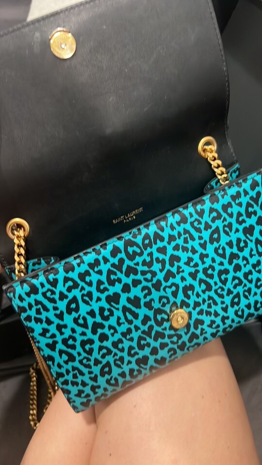 Saint Laurent YSL Limited Kate Medium Blue Leopard Chain Saint Laurent YSL Limited Kate Medium Blue Leopard Chain