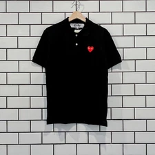 COMME DES GARCONS CDG PLAY RED HEART POLO SHIRT BLACK AZ-T006-051-1