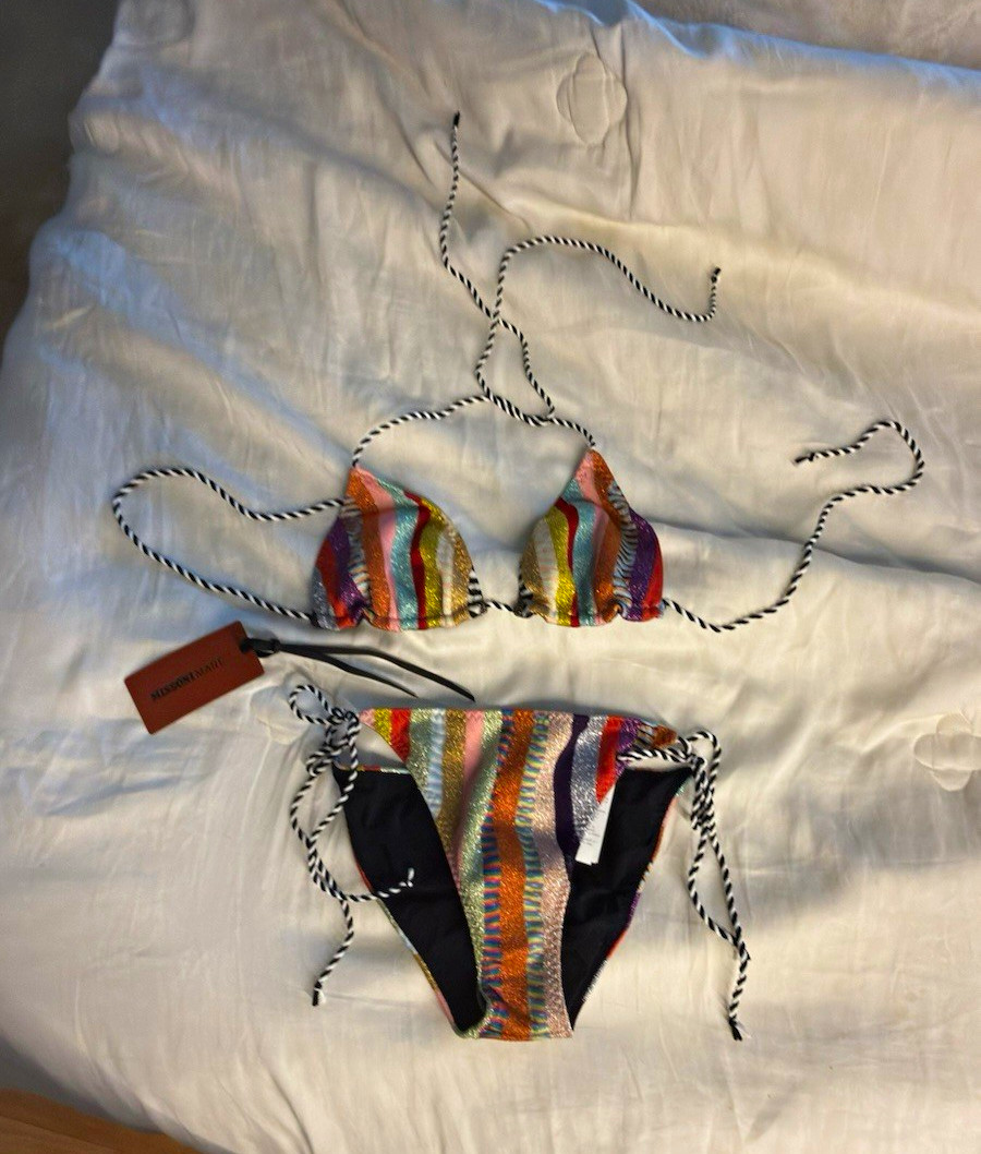 Missoni Mare 2-Piece Striped Triangle Halter Bikini Set Size 42 MMP00171