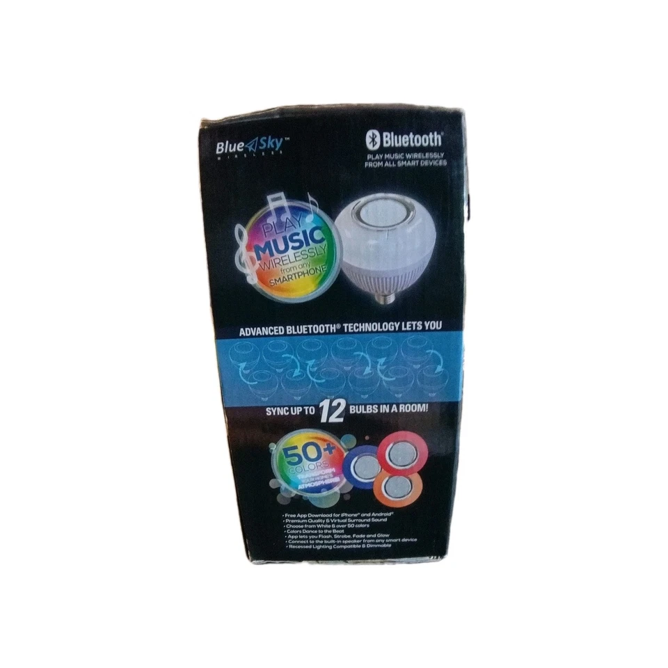 LED Blue Tooth Smart Sync Bulb and Speaker Wireless 50 Colors New - Image 4 of 4