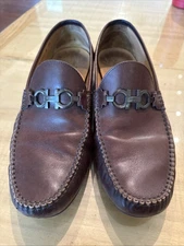Salvatore Ferragamo Gancini Classic Loafers Brown Leather Size 11 Men’s
