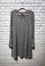 ANA, Women XL Relaxed, Gray Flared Sleeve Pullover Stretch Knit Swing Dress