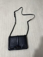 Rebecca Minkoff Black Chevron Quilted Love Crossbody Bag Chain Strap Leather