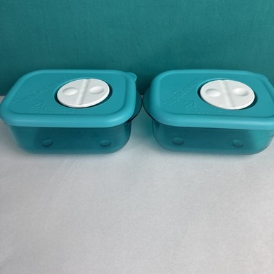 Tupperware  Rock N Serve Small 1 Cup /260ml Peacock Blue Rare New Set Of 2 New