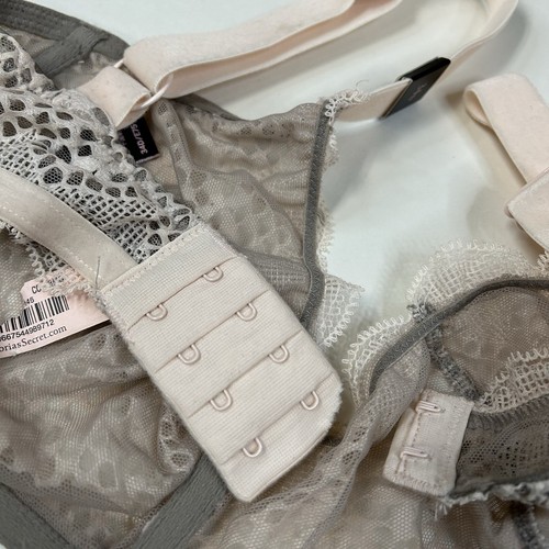NEW Victorias Secret 34D Unlined Scoopneck Bra Pink Gray Lace Underwire #2093 - Picture 5 of 10