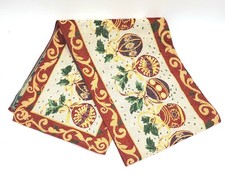 Christmas Tapestry Table Runner 68" 12" Ornaments Holly Purple Detail