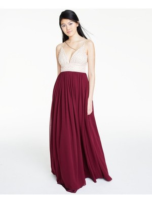 SAY YES TO THE Womens Dress Burgundy Spaghetti Strap Formal Juniors 5