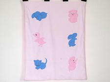 Vintage Appliqued Animal Baby Blanket Quilt Top - 37" x 46"