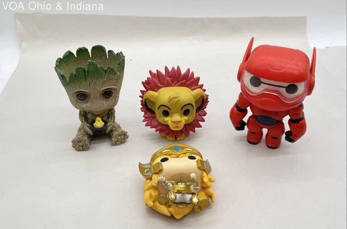 Funko Pop Lot 4 Figures Baymax Groot Simba Leo Marvel Disney Saint Seiya