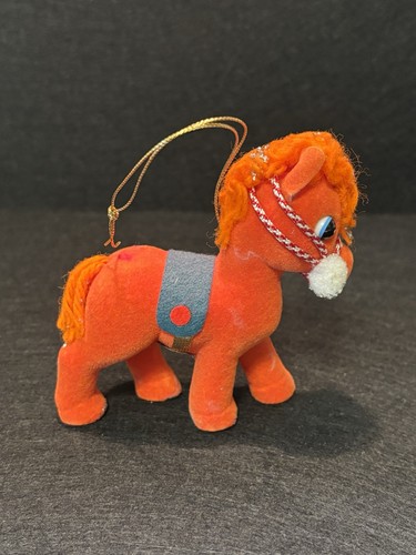Ornamento cavallo PONY floccato vintage anni 60 MCM Japan Pom glitter - Foto 5 di 7