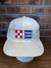 Vintage Purina Chows All Mesh Patch Logo White K-Brand USA Made Snapback Hat