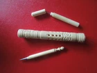 J7861 ANTIQUE COW  BONE  CARVED NEEDLE  CASES /  TOOL  See Description