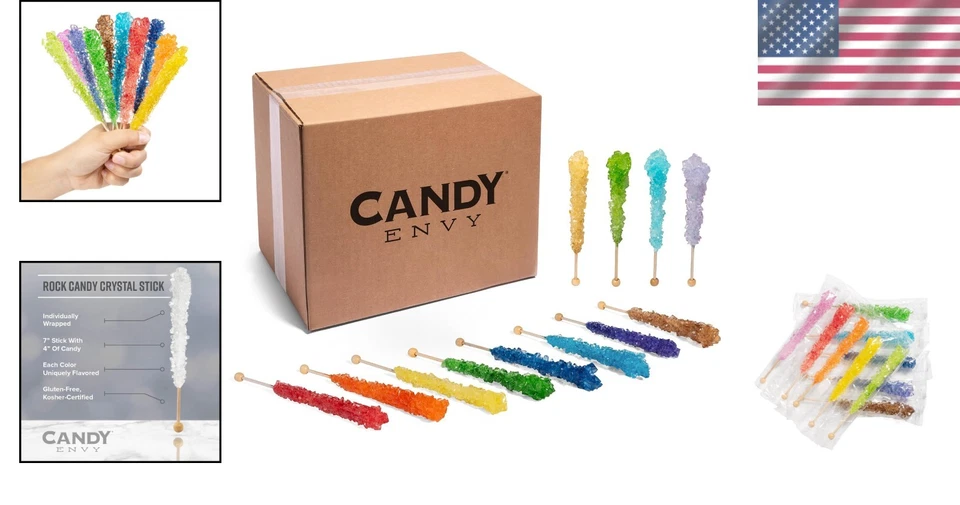 Palitos de azúcar de caramelo de roca surtidos nostálgicos - 144 delicias envueltas individualmente Foto 2 de 4