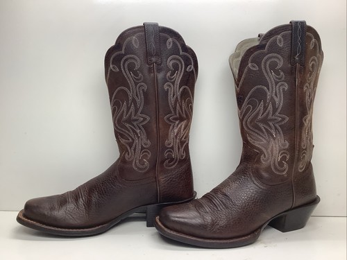 WOMENS ARIAT ATS COWBOY SQUAR TOE DARK BROWN BOOTS SIZE 6.5 B