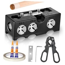 11-in-1 Pool Cue Tips Shaper, Pool Cue Tips Replacement Kit, Pool Cue Black