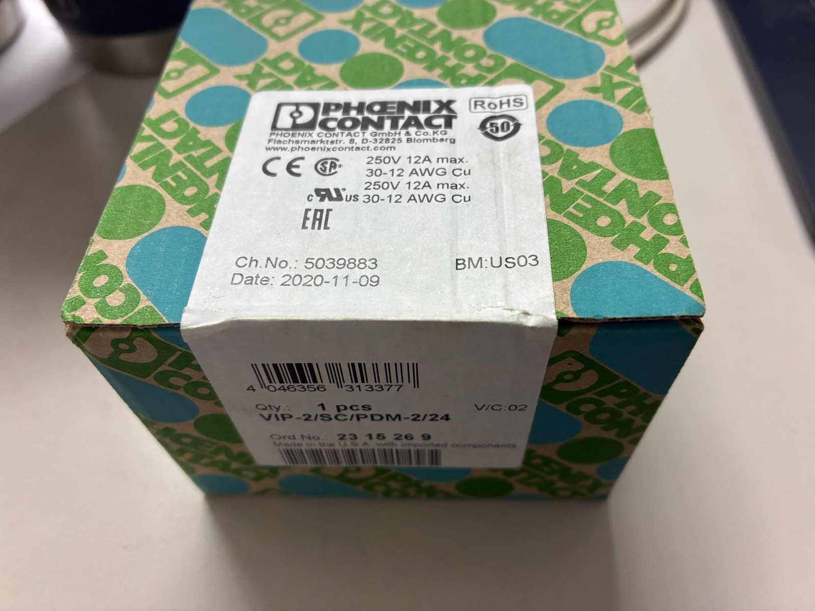 Phoenix Contact 2315269 VIP-2/SC/PDM-2/24 12 amp 250 Volt 2315269 New sealed