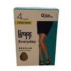 Leggs Everyday 4 PAIR Regular Pantyhose SIZE Q NUDE Sheer Toe