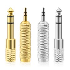 BlingKingdom 4pcs Headphone Adapter Jack 6.35mm 1/4 Inch Silver, Golden