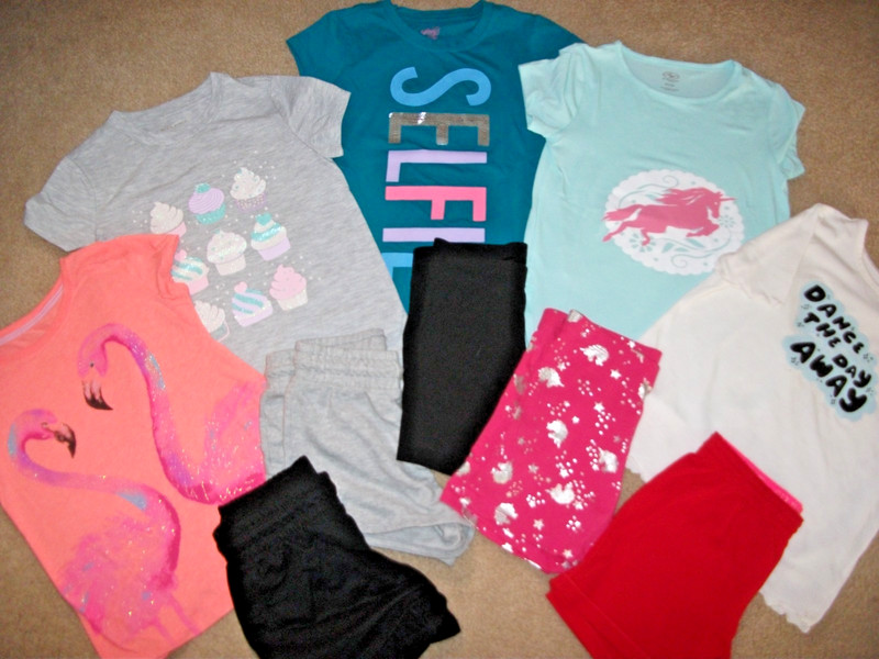 10 Piece Mixed Lot of Girls Size 7/8 Shorts, Shirts, Cupcakes, Unicorn, EUC