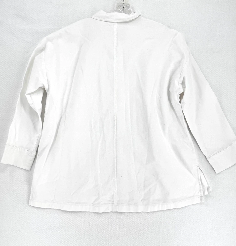 Chaqueta Eileen Fisher para mujer blanca cáñamo algodón elástico de gran tamaño con botones talla L Foto 2 de 4