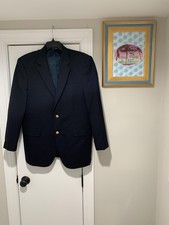 Jos. A. Bank Blazer Sport Coat Mens 42 Navy Blue Wool Two Button Gold Buttons