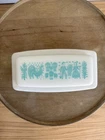 Vintage Pyrex Butter Dish Amish Butter Print Turquoise Great Condition Marked 20