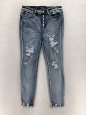 Judy Blue Skinny Jeans Womens 13/31 Blue Medium Wash High Rise Distressed Pants