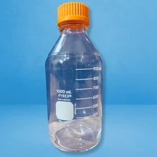 Corning PYREX 1395-1L 1000ml Round Media Storage Bottle w/ GL45 Cap & Pour Ring