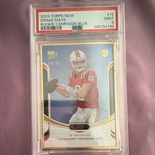 Topps 2024 Now Rookie Campaign Drake Maye #12 Blue /75 Rookie PSA 9