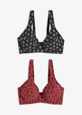 2er-Pack Bügel-BH Bio-Baumwolle Gr. (100) D Schwarz Weiß Rot Bra Unterhemd Neu*