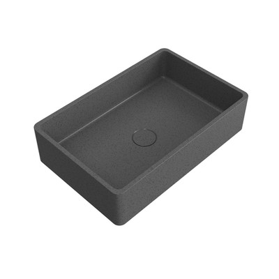 19.68'' Concrete Vessel Rectangular Modern Dark Gray with Patterns Bathroom Sink