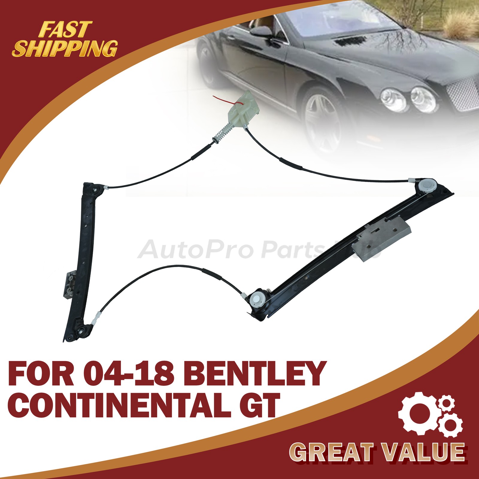 3W0837401J For 04-18 Bentley Continental GT Coupe Front Left Window Regulator US