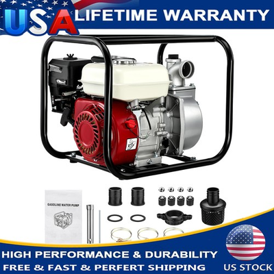 #ad 2 Inch Gas Powered Water Pump 7HP 4 Stroke Cast Iron Semi Trash Drainage Tool $165.99