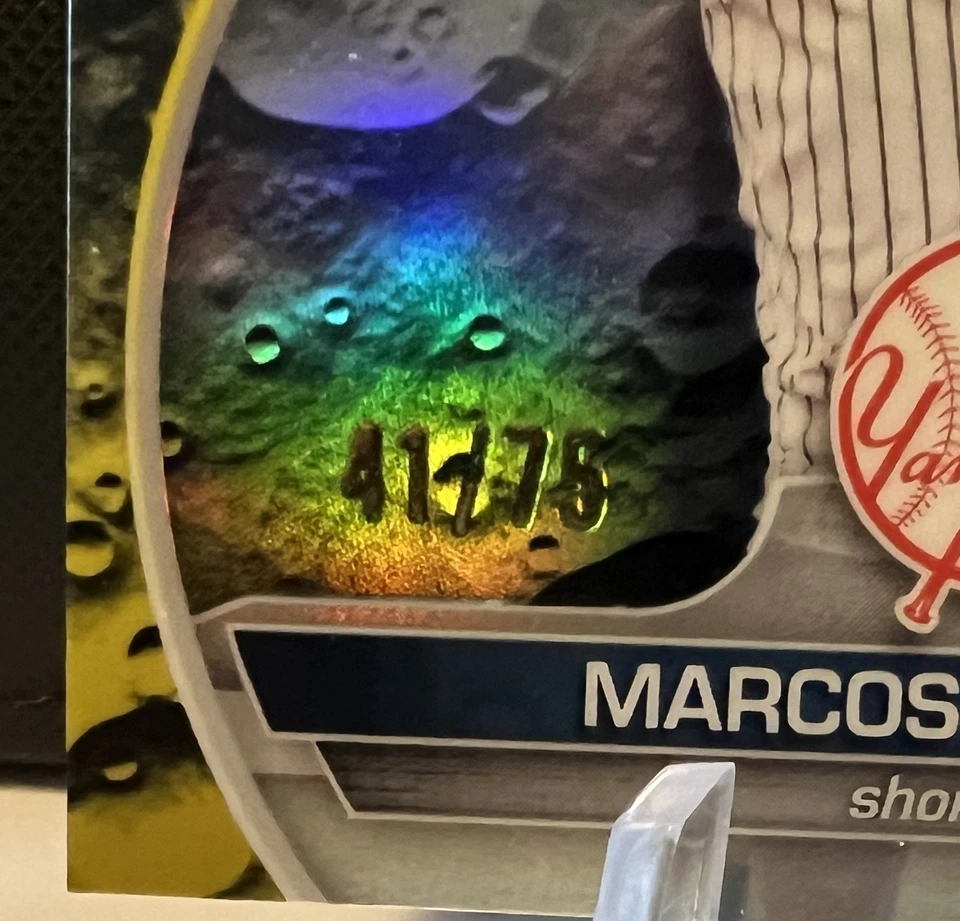 MARCOS CABRERA 2023 Bowman Chrome 1st Yellow Lunar Glow Refractor /75 Yankees - Image 3 of 3