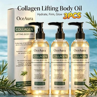 3x 100ml Collagen Firming Body Oil Hydrating Massage & Skin Care Set