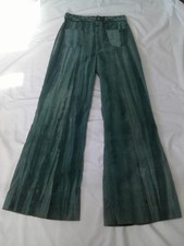 RARE Vtg 70s Ms LEE Hi Waist Green Tie Dye Cord WIDE Leg Bell Bottom Pants 26/28