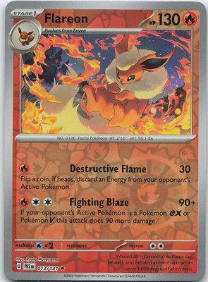 Pokemon - Prismatic Evolutions - 013/131 - Flareon - Reverse Holo Rare - NM/M